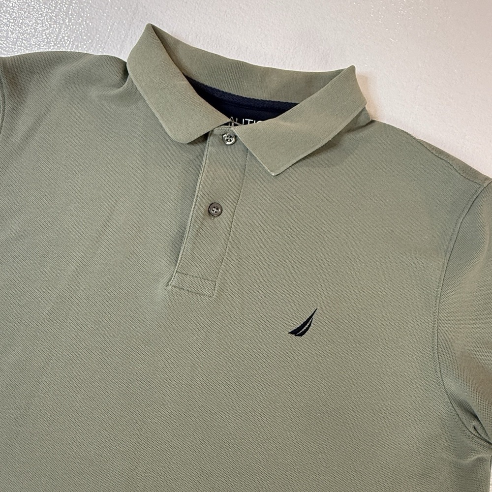 Nautica Performance Deck Shirt Size L Adult Green Classic Fit Short Sleeve Golf - Picture 1 of 9